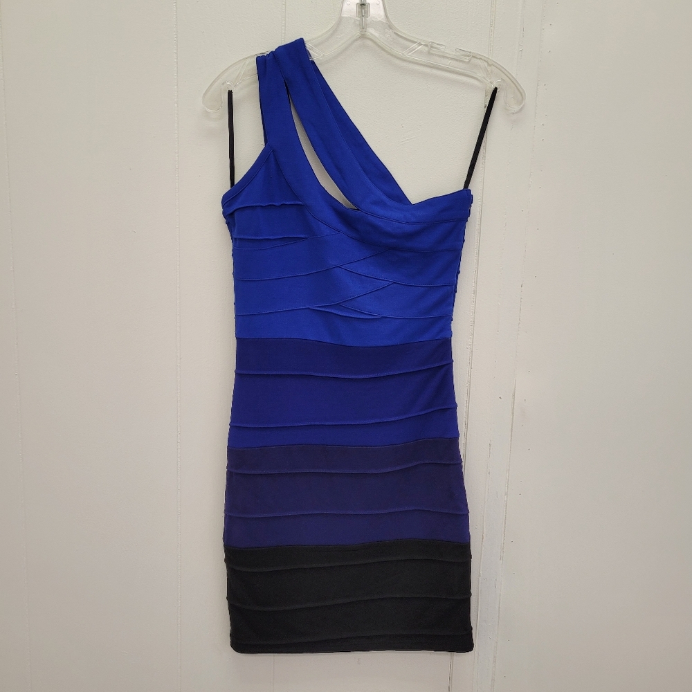 Foreign Exchange One Shoulder Ombre Bandage Dress